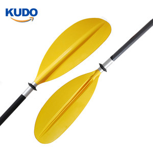 Pagaie renforcée <span class=keywords><strong>double</strong></span> face en aluminium Lame en nylon renforcé de fibre de verre Pagaie de kayak jaune - Product Image 1