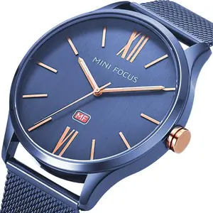 Nouveau MINI FOCUS Style Simple décontracté chronographe analogique hommes montres d'affaires de luxe en acier inoxydable montre à Quartz homme 2019