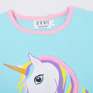 Petelulu unicorn design cotone dei bambini dei pigiami che coprono gli insiemi Delle Ragazze di inverno <span class=keywords><strong>pigiama</strong></span> colorato stampato camicia da notte degli indumenti da notte - Product Image 2