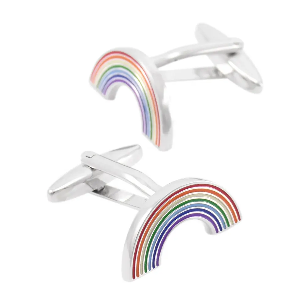 High Quality Enamel Novelty Rainbow Cufflinks for Mens