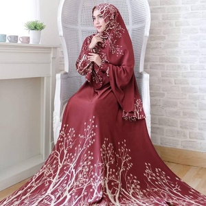 Abito da Sera Lungo <span class=keywords><strong>Blu</strong></span> con Hijab per Donne Musulmane, Stile Indiano Sexy - Product Image 2