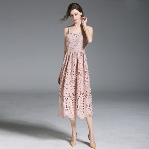 La última Primavera de diseño de moda de las señoras Rosa vestido calado - Product Image 1