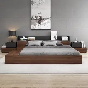 Muebles de dormitorio de estilo moderno nórdico, cama de madera de tamaño King, gran oferta, 2019