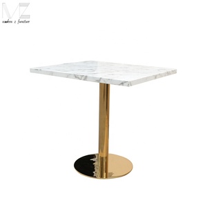 Or et marbre table à manger carrée table <span class=keywords><strong>d</strong></span>'<span class=keywords><strong>appoint</strong></span> table de bistrot - Product Image 3
