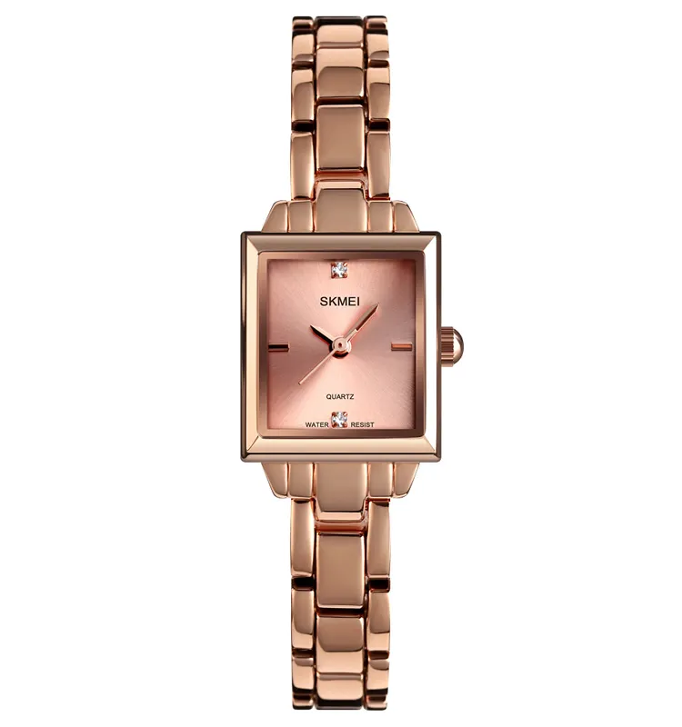 2019 Latest luxury ladies bracelet watch Skmei 1407 times square quartz watches woman stainless steel back japan movement