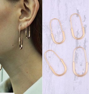 Luxury Women Stainless Steel Oval <strong>Safety</strong> <strong>Pin</strong> Boha Magnetic Plain Hoop <strong>Earrings</strong> - Product Image 2