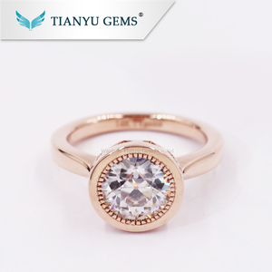 14 K/18 k blanco oro/amarillo 1 quilates siempre uno DEF vvs diamante sintético anillo de compromiso precio de anillo - Product Image 3