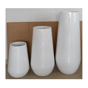 High quality fiberglass flower pots for garden plants, decorative large white color modern flower vase