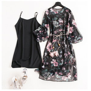 Personalizado <span class=keywords><strong>de</strong></span> nuevo estilo chifón moda Vintage negro vestido para dama - Product Image 1