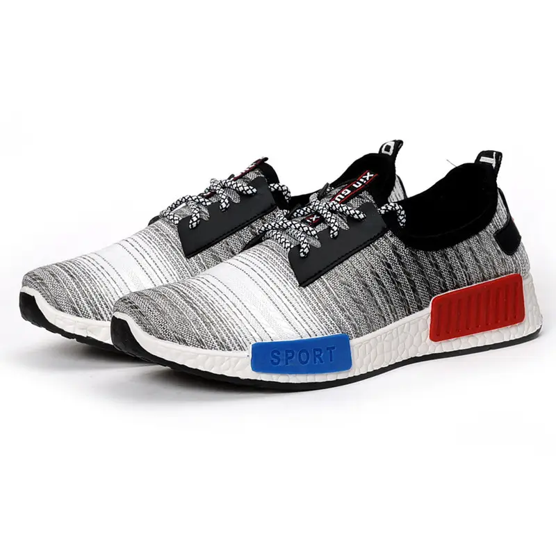 Hot Selling Men Running Shoes Breathable Sport Sneakers Black Red Blue