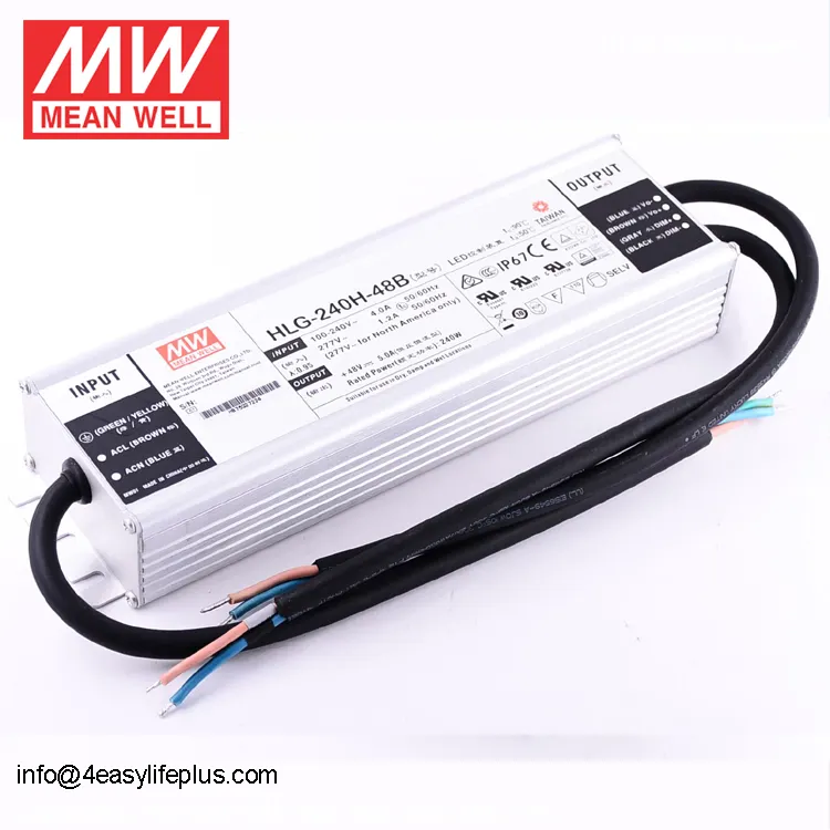 Meanwell HLG-240H-48AB, 240W 48V Arus Konstan Dimmable LED Driver IP65 Desain