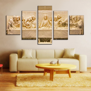 Dipinto 3D dell'Ultima Cena, Famosa Opera Mondiale di Gesù, Stampe Spray Acriliche HD su Tela, Quadro in 5 Pannelli per Soggiorno - Product Image 6