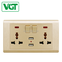 1 Gang 2 Way 5 Pin Elektrische Muur Multi Functie 13 Amp Universele Socket Schakelaar Stopcontact Met 2 Usb