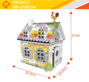 Niños <span class=keywords><strong>3D</strong></span> rompecabezas DIY cartón Casa de color del Doodle del Aqua con jadeo pluma - Product Image 4