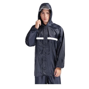 Oxford Cloth 300D <strong>Waterproof</strong> Navy Modern Rainsuit with Reflective Strips and Attached Hood <strong>Overalls</strong> for Fishing - Product Image 5
