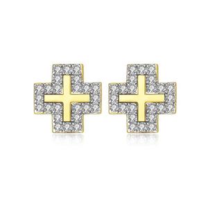 LUOTEEMI Beaded CZ Cross Jewelry For Girls Women Fahion Trendy Stud orecchini Cubic Zirconia Cross Studs - Product Image 1