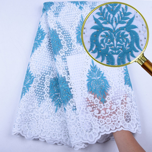 Phi Nigeria Ren 2019 Cho Phụ Nữ Bên Váy Bán Buôn Giá Phi Vải Tuyn Ren Lưới Vải Với Đá 1556 - Product Image 1