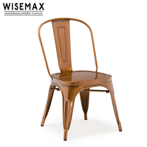 Chaise de salle à manger industrielle vintage colorée WISEMAX Design Commercial, chaise de bistrot rétro en métal vieilli, aluminium, empilable - Product Image 6