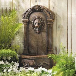 Outdoor Garden Ornament antique brass fountain with lions statues