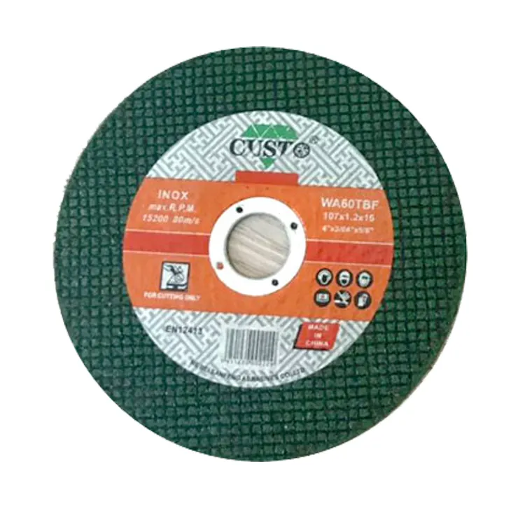 Custo disco abrasivo para corte de metal, disco de corte abrasivo verde de 4 polegadas 107mm