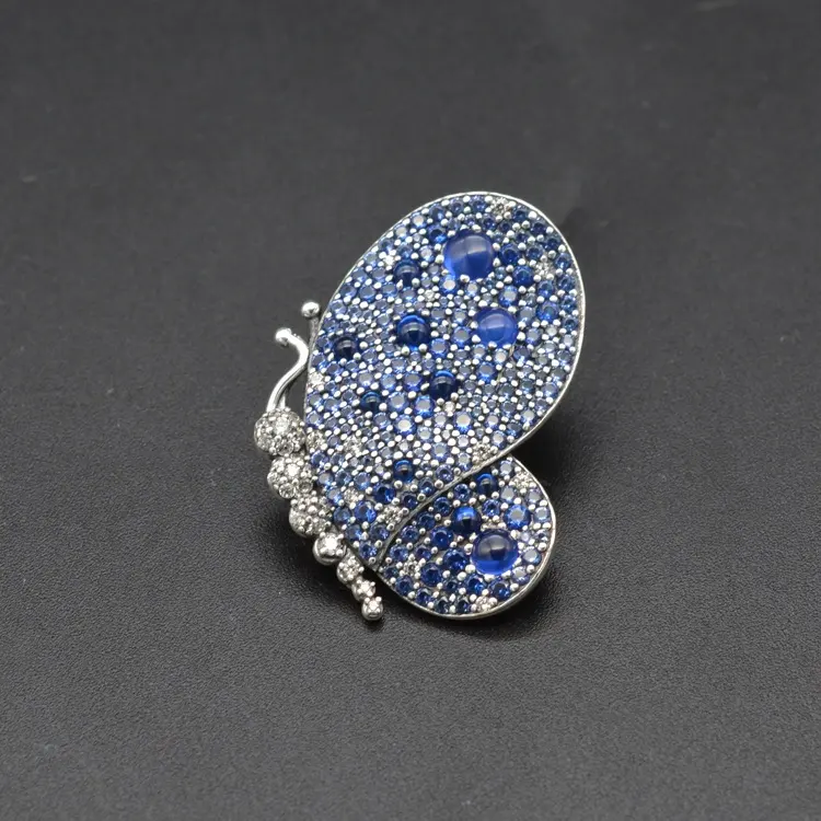Mode luxus <span class=keywords><strong>schmuck</strong></span> 925 Sterling silber blau schmetterling design <span class=keywords><strong>brosche</strong></span> charms