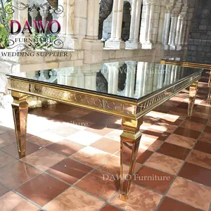 Design d'intérieur luxe rectangle mariage table de mariage en verre trempé