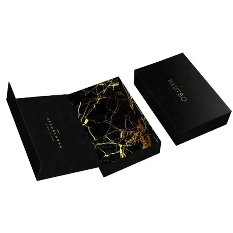 Красивые Картонные черные глянцевые подарочные магнитные коробки с золотой фольгой для перчаток