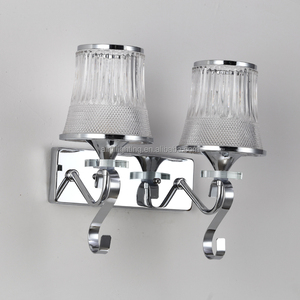 <strong>Chrome</strong> Finish Glass Shade Decorative <strong>Wall</strong> <strong>Lights</strong> for Bedroom With Switch New - Product Image 4