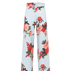 <strong>Lady</strong> Casual Pants Prints with Belt <strong>trousers</strong> Wide Leg Women Loose <strong>Floral</strong> <strong>Trousers</strong> - Product Image 4