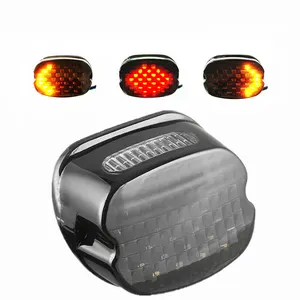 Low Profile Red LED Tail Light Turn Signal Light Smoked Lay Down Type Motorcycle Taillights With Brake Signal