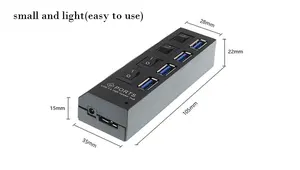 الكمبيوتر usb 30 محور شحن مستقل مفتاح الطاقة 5Gbps الخائن تمديد 4 منفذ USB 3.0 محور