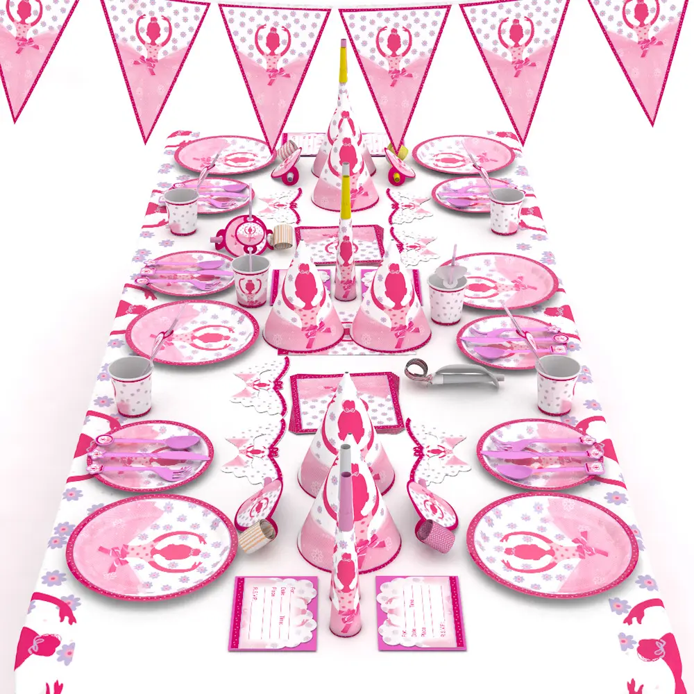 Lovely Ballet girl theme Party Tableware Plates Napkins Birthday decoration Kids favors Cartoon Cups Baby Shower Party Supplies