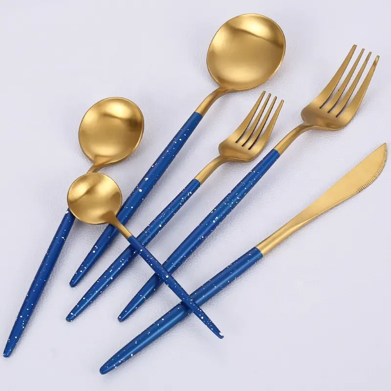 Wholesale Eco-Friendly Reusable Bulk Luxury 24pcs Stainless Steel Set Flatware Custom Colorful Spoon Fork Knife Set