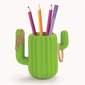 TOPSTHINK Pemegang Pena Bentuk Kaktus, Alat Tulis Pemegang Pensil Unik Multifungsi Magnetik