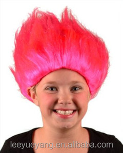 De haute qualité synthétique résistant à la chaleur rose troll perruques pour les enfants - Product Image 2
