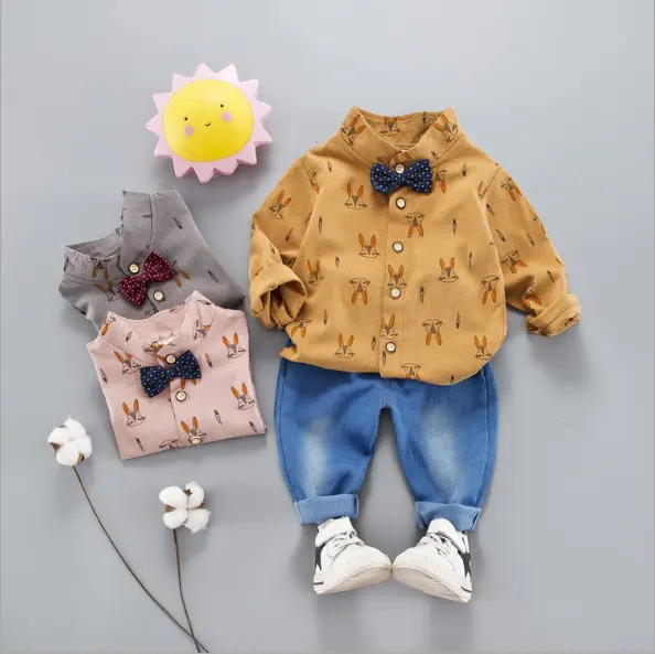 2019 New Cotton Children's Clothing Baby Autumn Jeans Baby Children Clothes Children's Autumn Shirt Suit