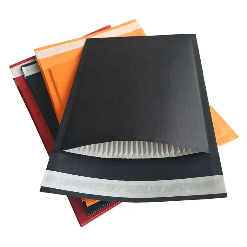 Biodegradable&compostable Mailer Fully Black Corrugated Paper Padded Rigid Envelope Custom Logo