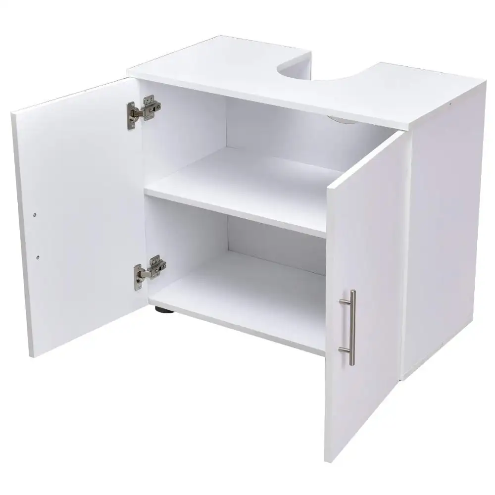 Armoire de lavabo sans socle sous évier, mobilier blanc pour salle de bains, gain d'espace