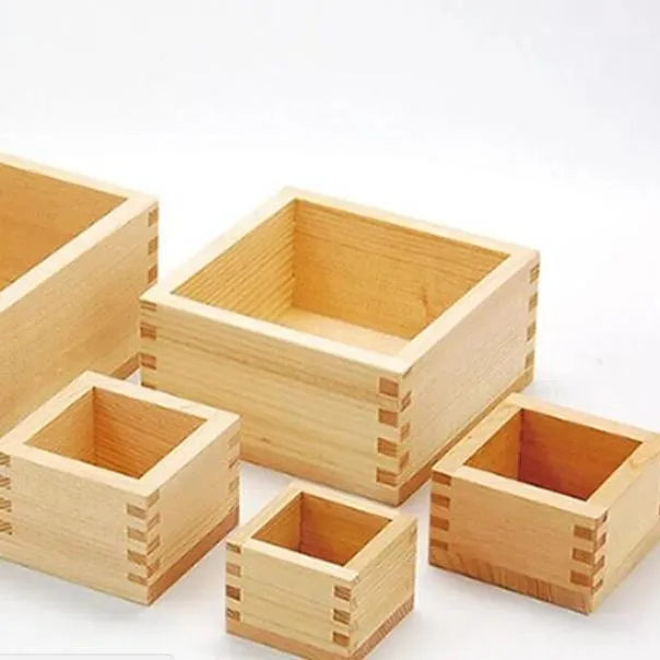 ふたなしの未完成の多目的木製DIYクラフトボックス/小さな正方形の木製トレイ