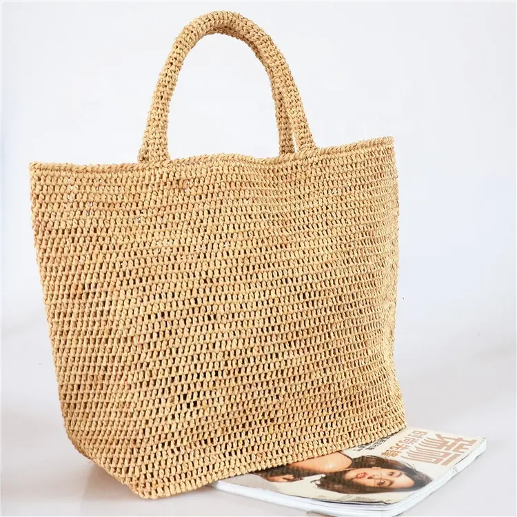 Summer Luxury Tote Bag Casual Handbag Crochet Straw Raffia Bag for Lady Women Beach Holiday Dress