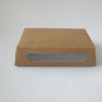 Boîte à repas en papier kraft personnalisée avec fenêtre transparente, boîte d'emballage alimentaire jetable pour plats à emporter, fourniture directe d'usine
