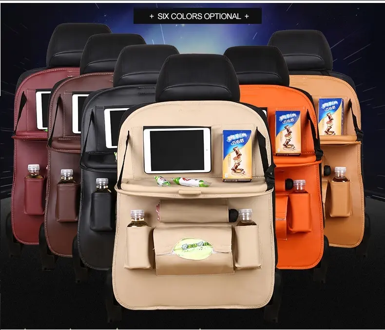 accessories cars interior pu leather car back seat organizer with table