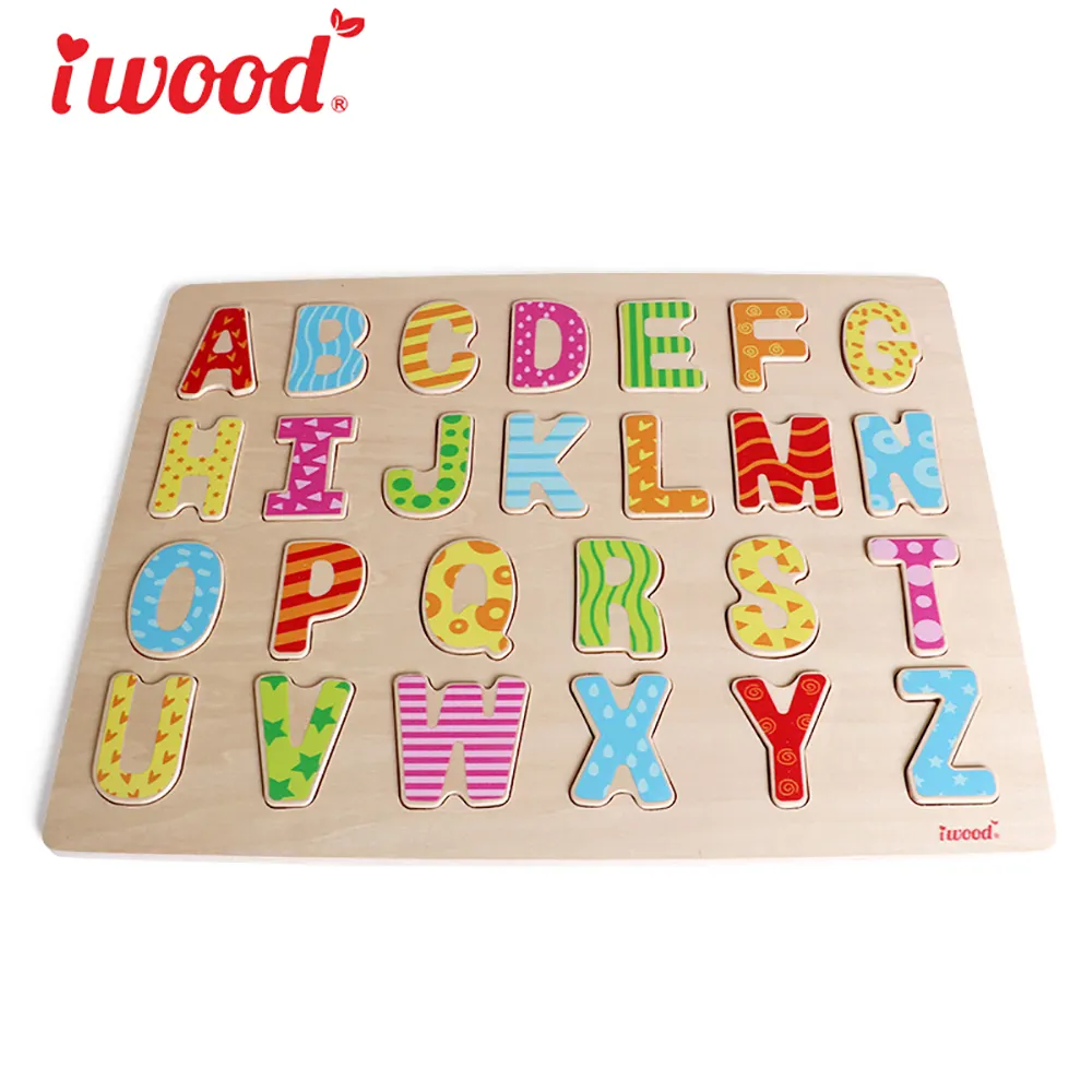 Kid Early Educational Toy Alphabet And Digit Learning Wooden Jigsaw Puzzle Hand Grab wooden