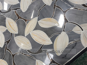 Gạch Ốp Tường Phòng Khách Hình Khảm Đá Cẩm Thạch Không Đều Thiết Kế Hình Lá Đánh Bóng Màu Trắng - Product Image 4