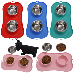 Acero inoxidable Anti slip silicio perro <span class=keywords><strong>el</strong></span> depósito de agua en forma de hueso - Product Image 4