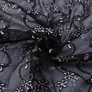 Nueva moda de prendas de vestir de diseño de bordado de malla negro tela de tul rollo de cable - Product Image 4