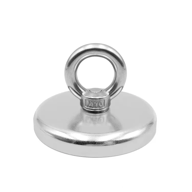 255lbs forza di trazione rotonda magnete da pesca al neodimio a occhiello in vendita magnete Ndfeb magnete industriale forma permanente vaso/tazza