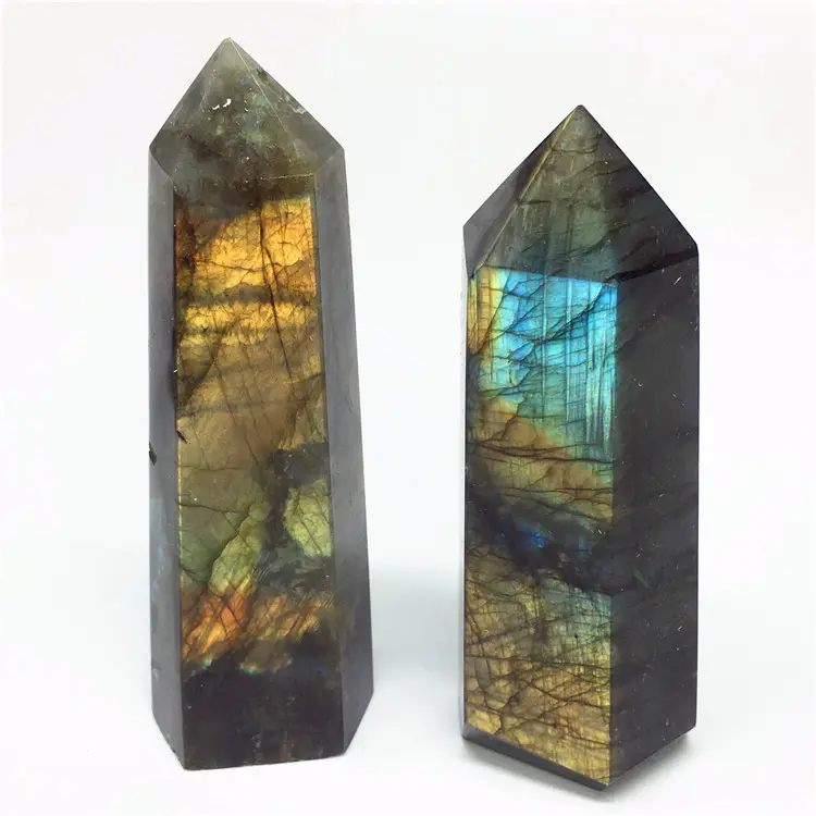 Hot Sale Natural Crystal Healing Wands Labradorite Stone Price Carving Towers Point for Gift