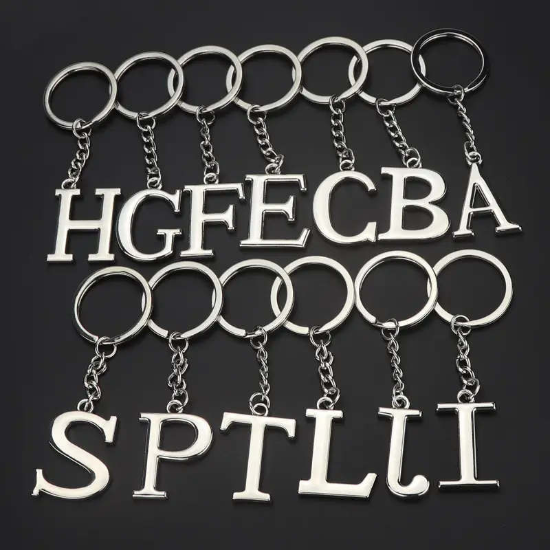 26 en métal créatif alphabet lettres porte-clés vitesse vendre souvenir porte-clés anneau pour cadeau de promotion
