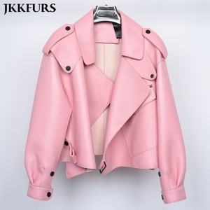 Autumn Latest Fashion Genuine Pink <strong>Silver</strong> Multi Color Lady Short Leather <strong>Jacket</strong> - Product Image 3